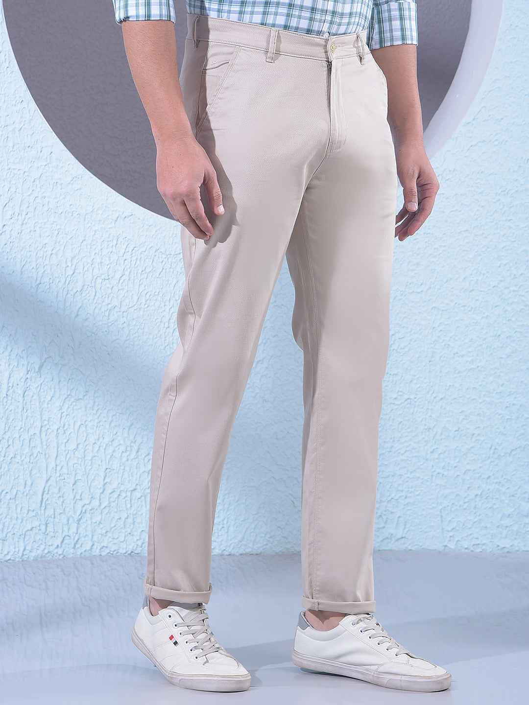 Beige Dobby Trousers