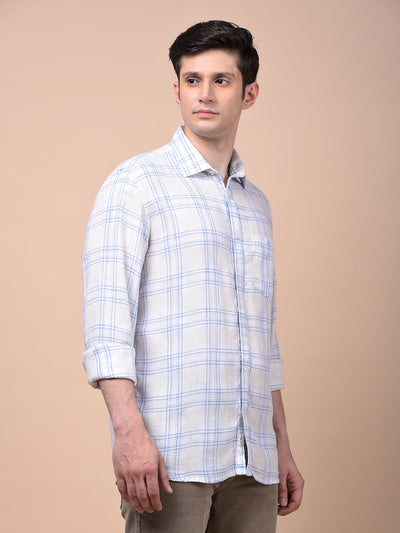 Blue Checked Linen Shirt
