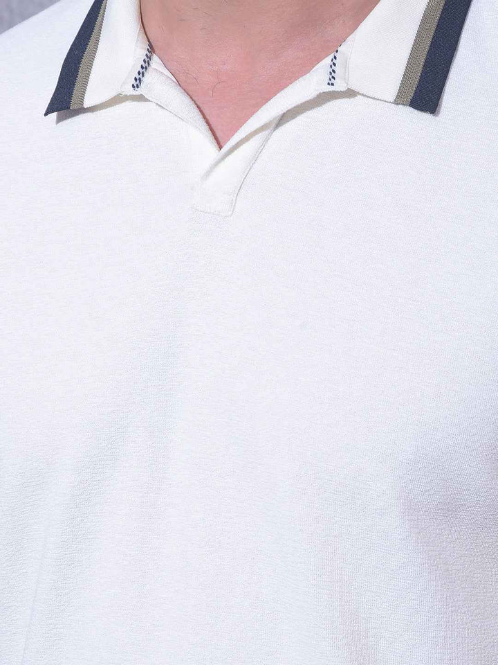 Off White Polo Neck T-Shirt