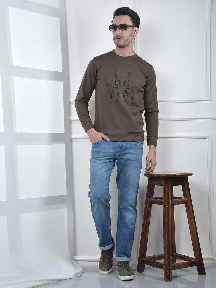 Olive Graphic Print Sweatshirt