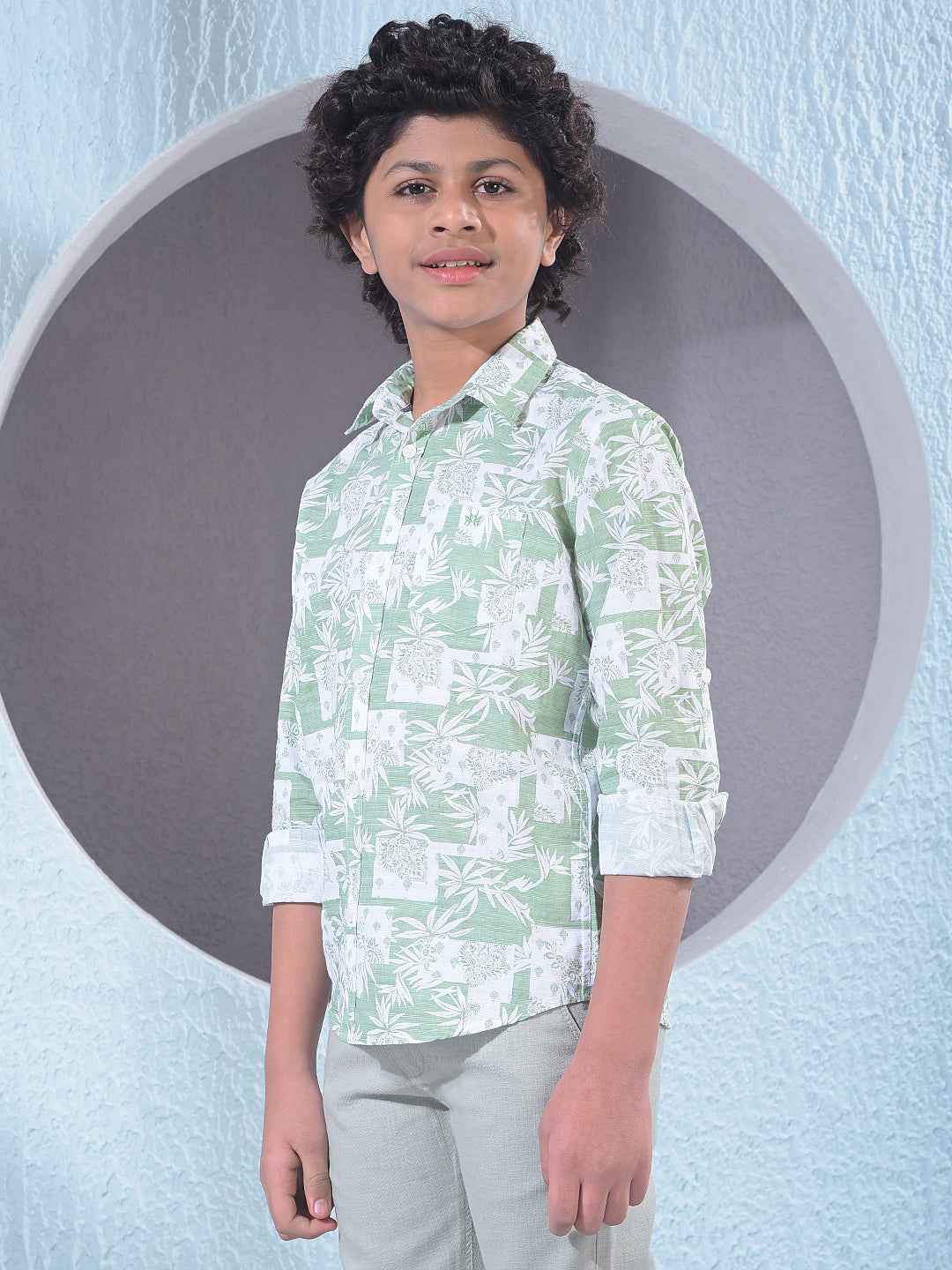 Green Floral Print Shirt