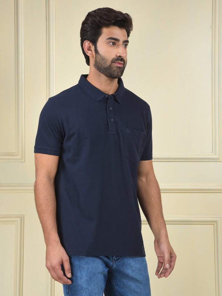 Navy Blue Polo Neck T-Shirt