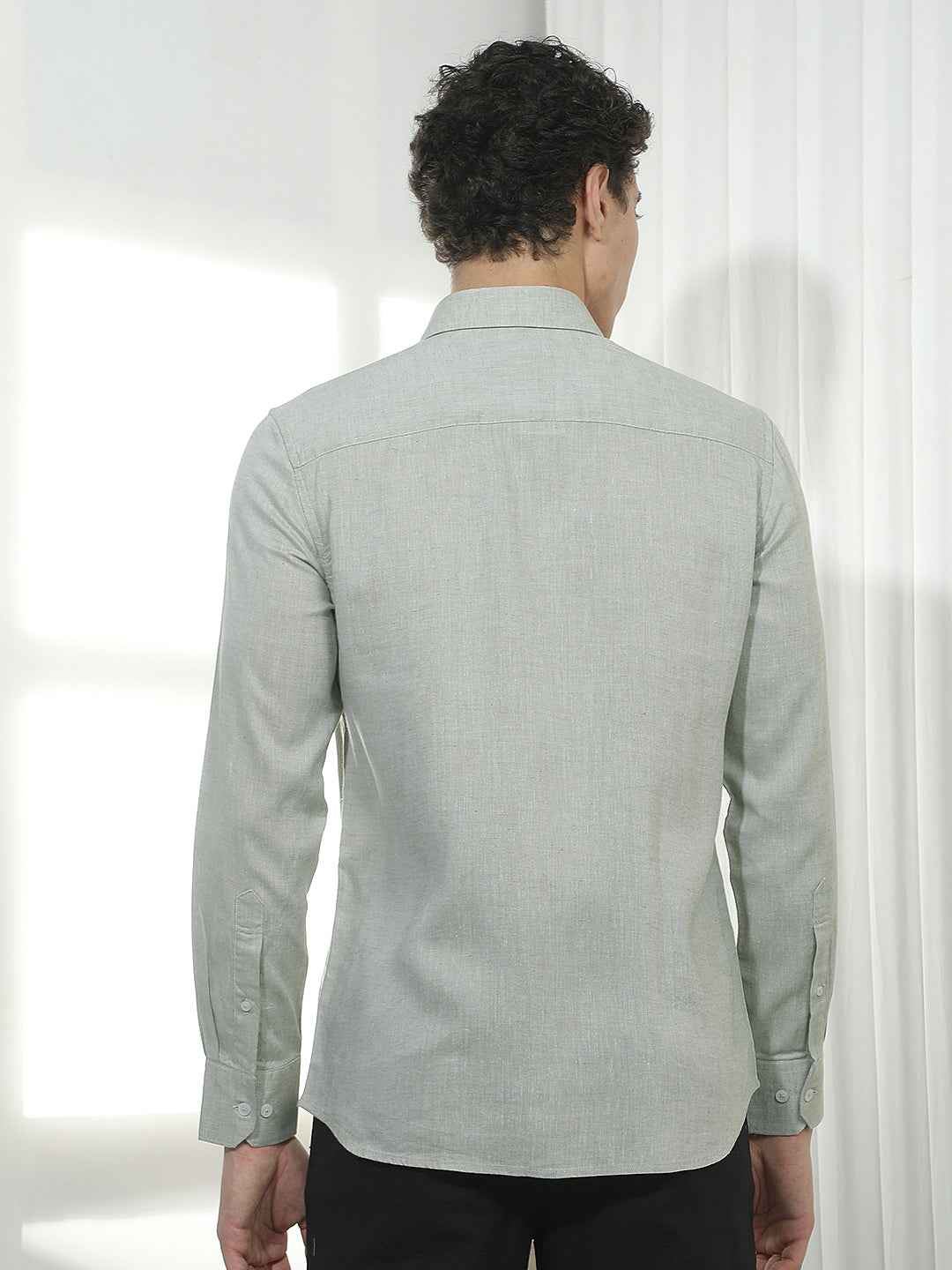 Green Casual Linen Shirt