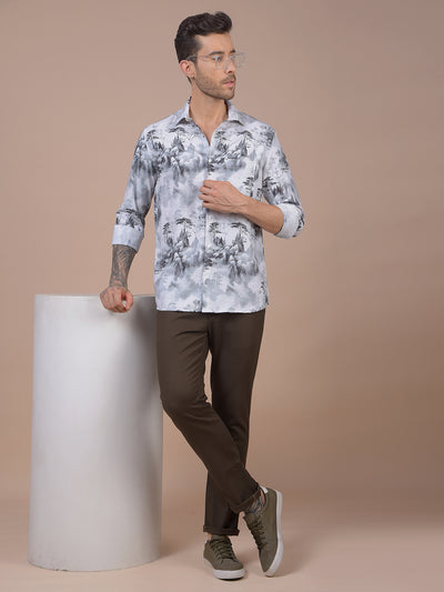Grey Floral Print Shirt
