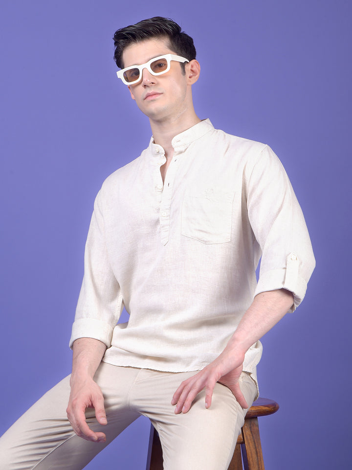 Off White Linen Kurta