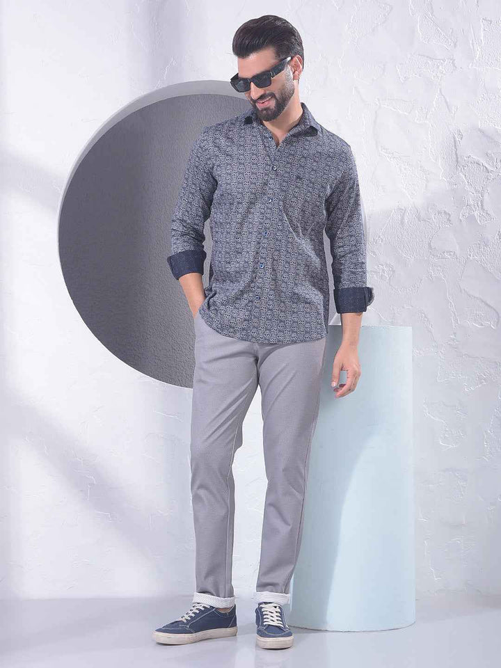 Navy Blue Printed Shirt