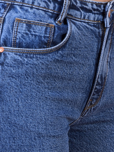 Blue Wide Leg 100% Cotton Cargo Jeans