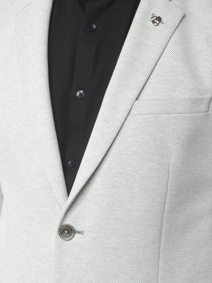 Off White Notched Lapel Single-Breasted Blazer