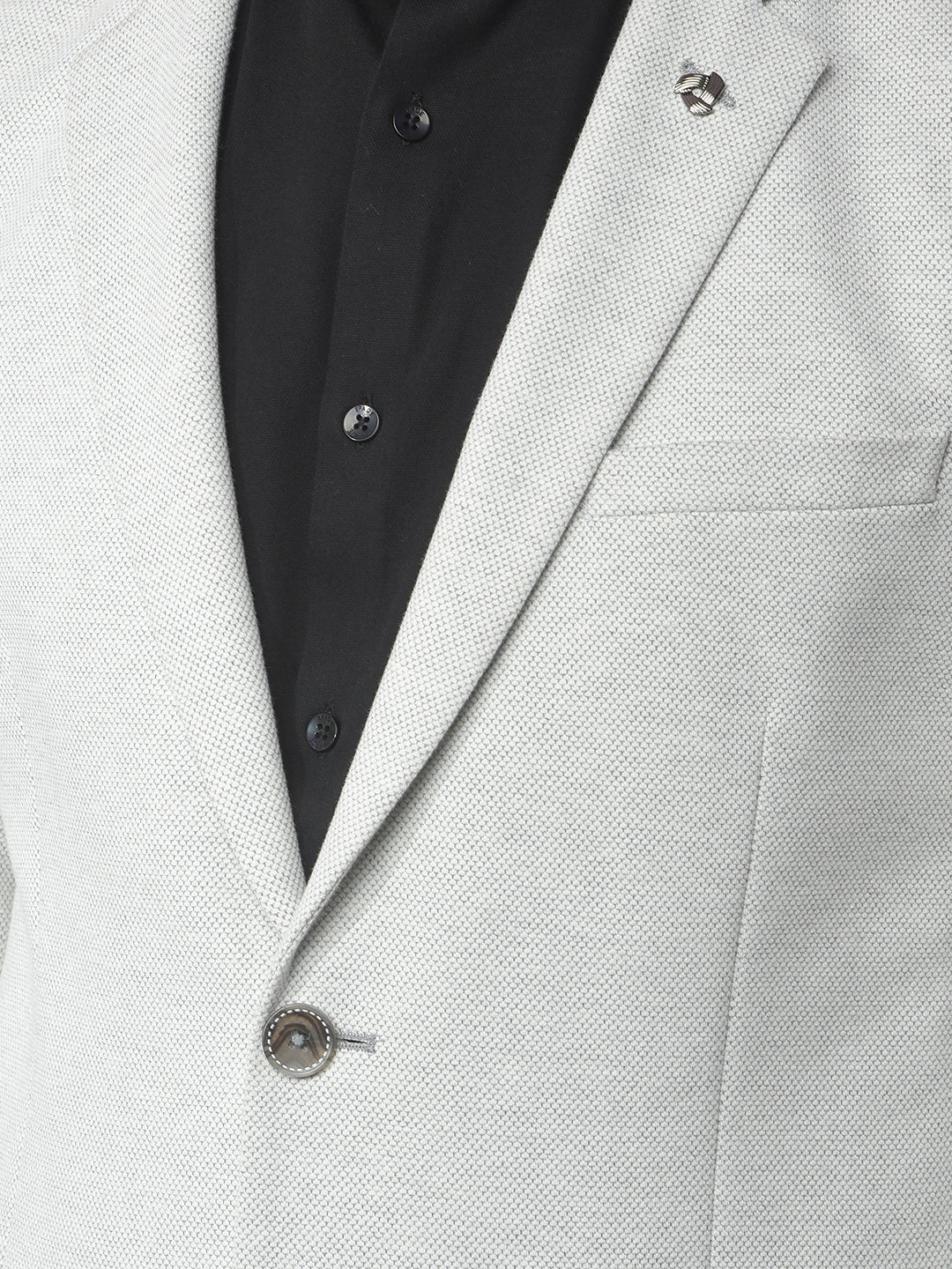 Off White Notched Lapel Single-Breasted Blazer