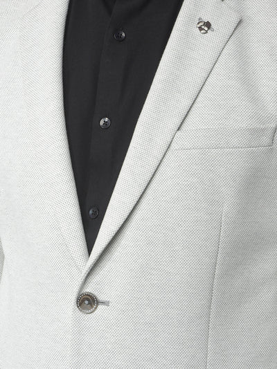 Off White Notched Lapel Single-Breasted Blazer