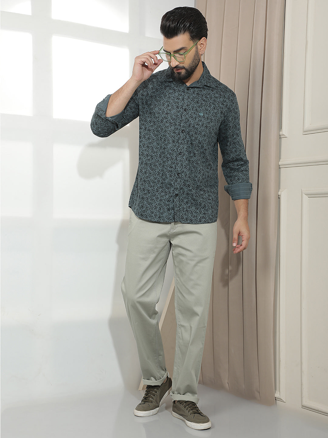 Green Abstract Print Shirt