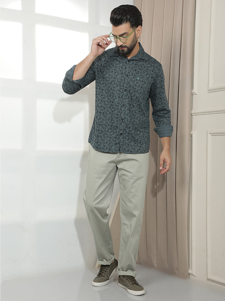 Green Abstract Print Shirt