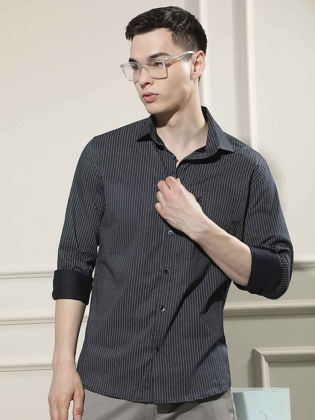 Navy Blue Printed Shirt