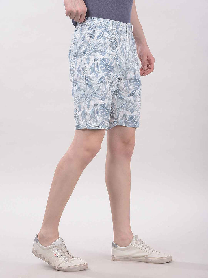 100% Cotton Blue Botanical Print Shorts