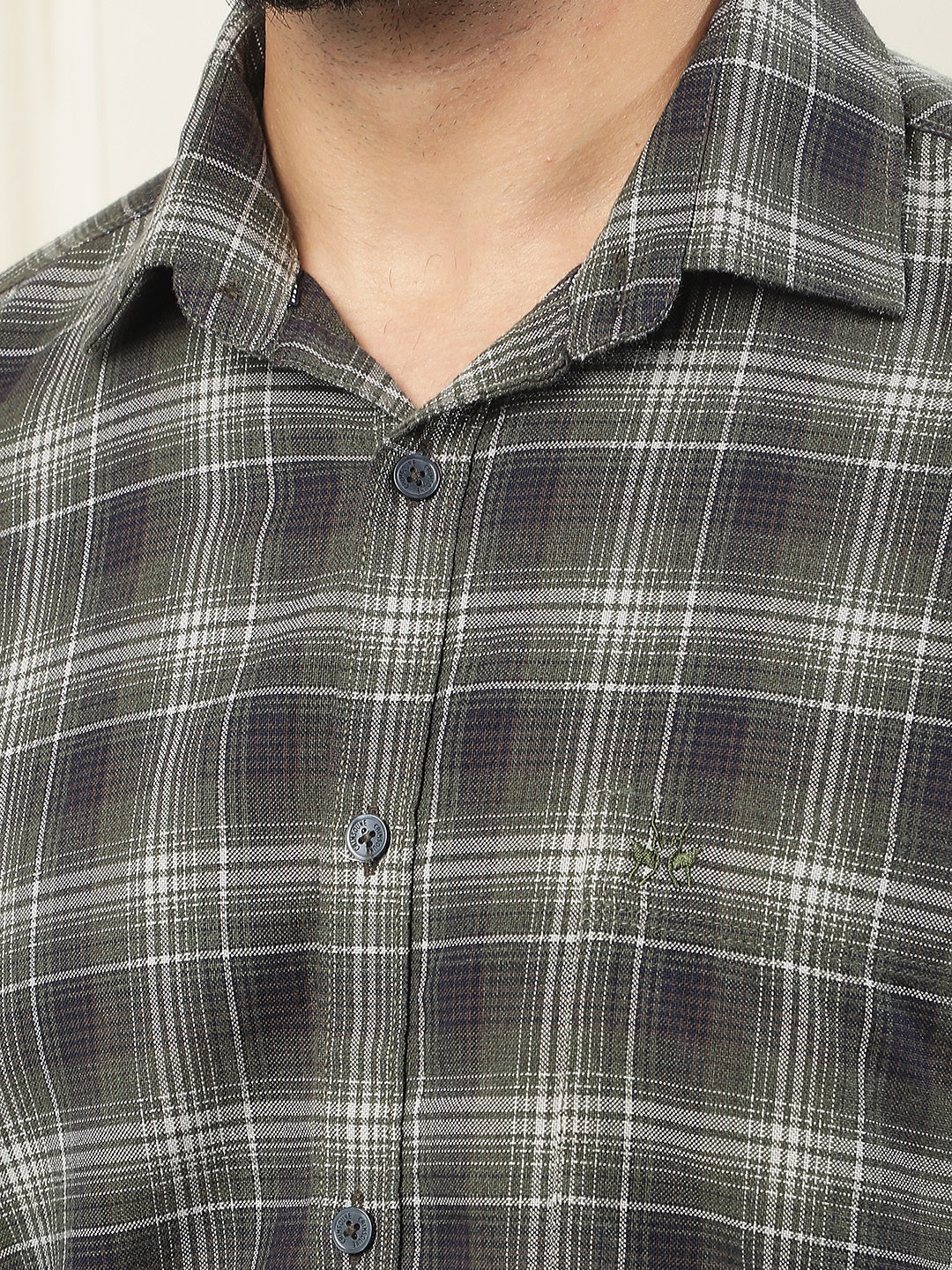 Fern Green 100% Cotton Checked Shirt