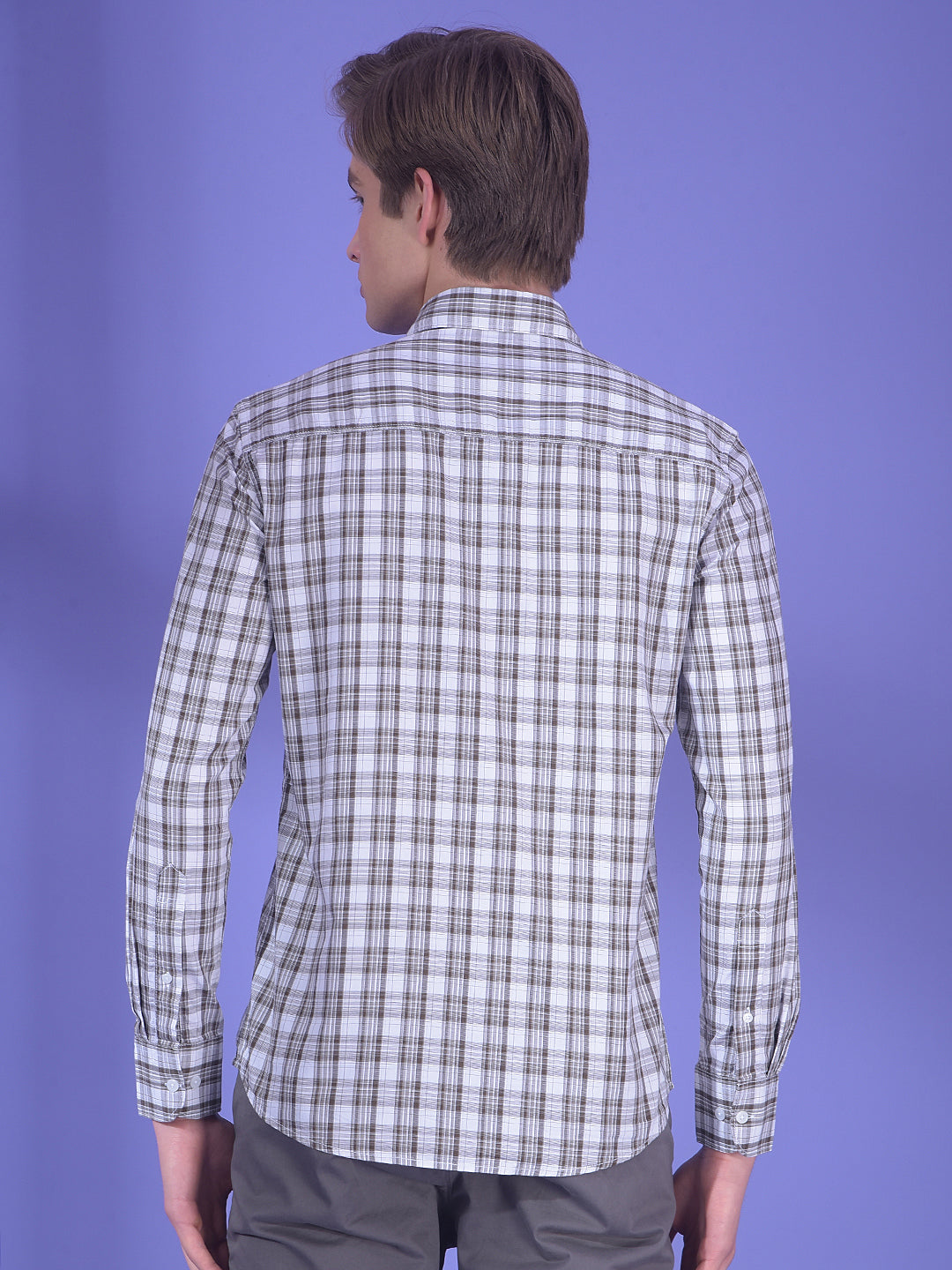 Brown Checked 100% Cotton Shirt