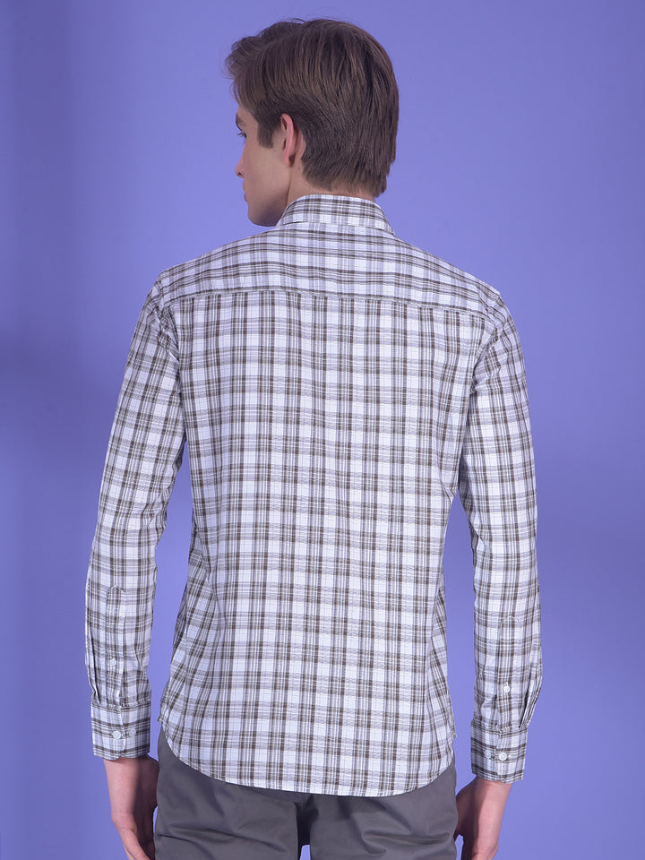 Brown Checked 100% Cotton Shirt