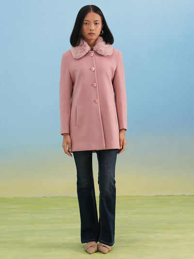 Dusty Pink Classic Woolen Coat