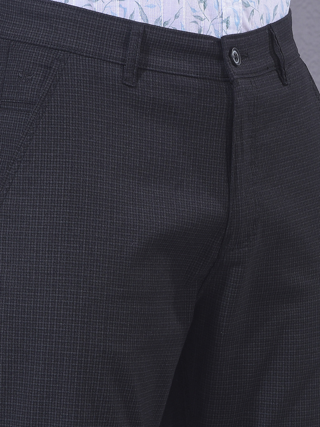 Sleek Black Checked Trousers