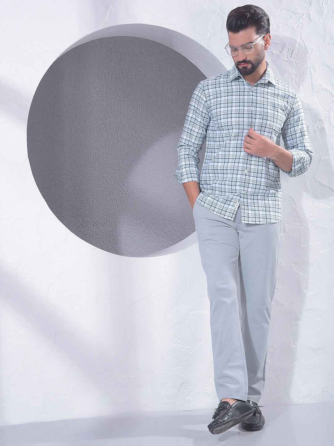 Green Checked 100% Cotton Shirt