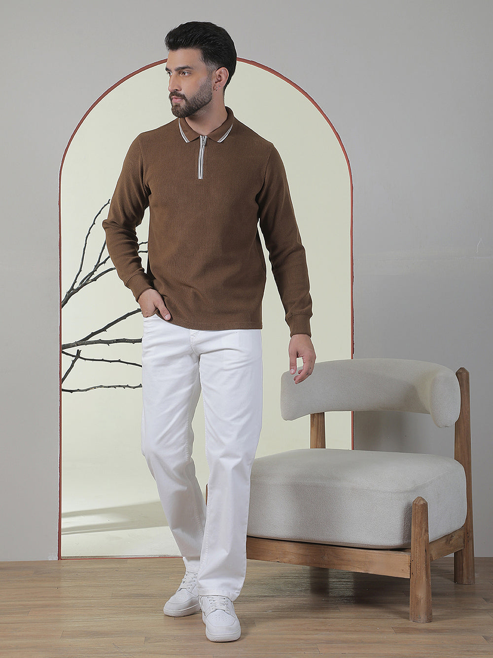 Brown Polo Neck T-Shirt