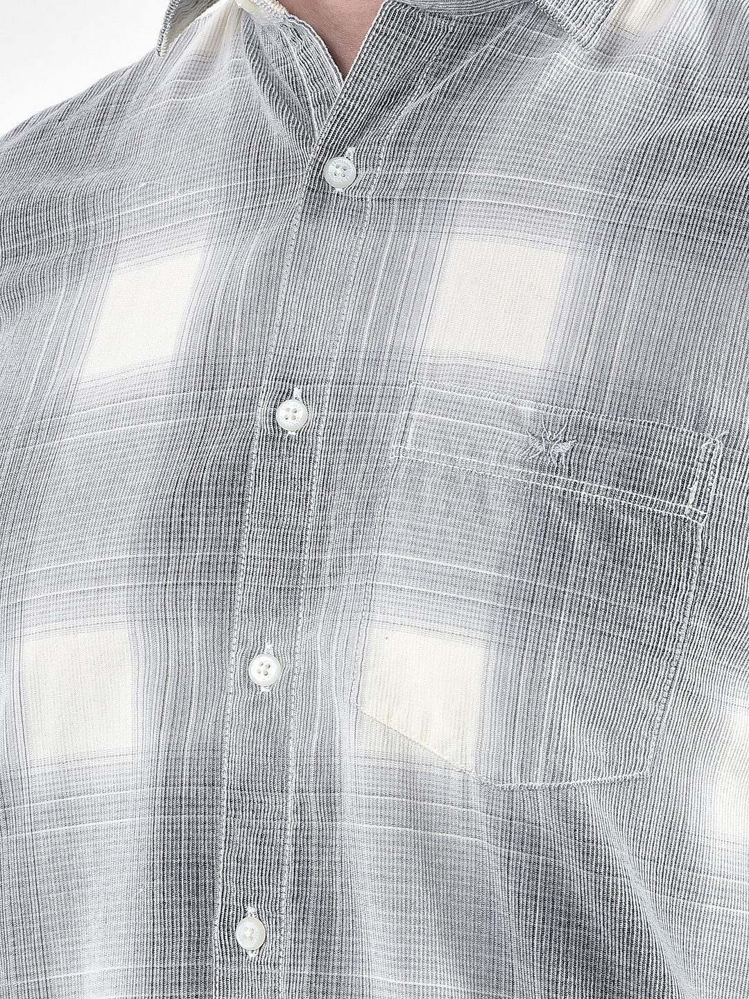 Grey Checked 100% Cotton Shirt