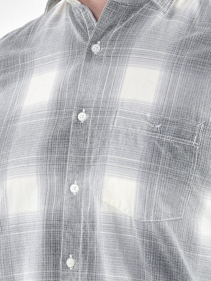 Grey Checked 100% Cotton Shirt