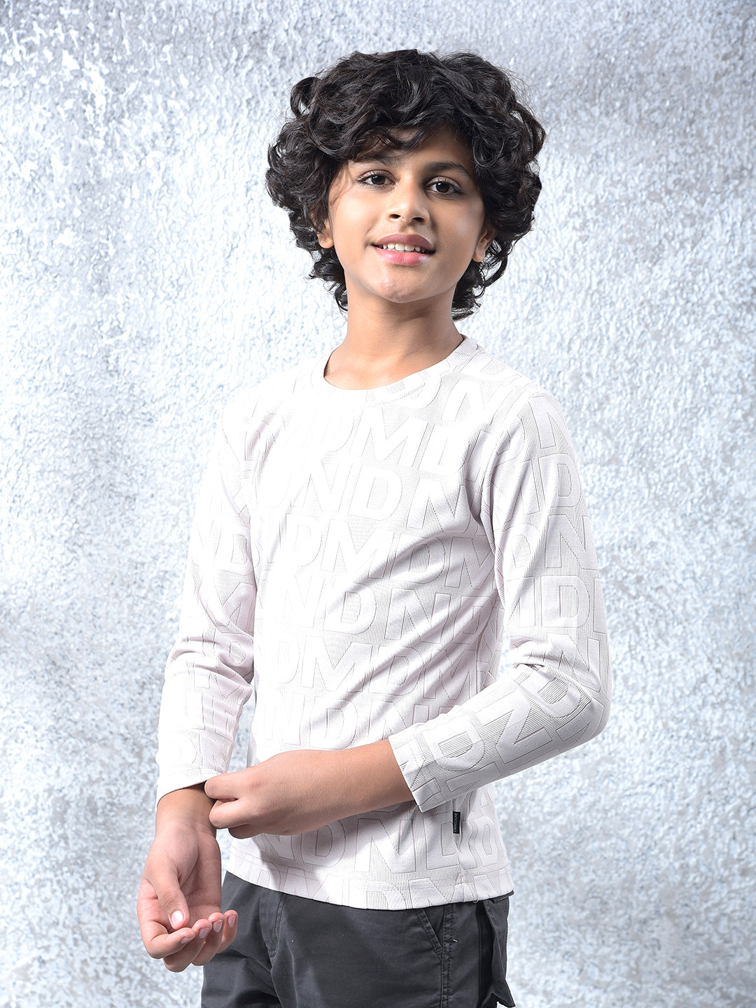 Effortless Look Beige Jacquard T-Shirt