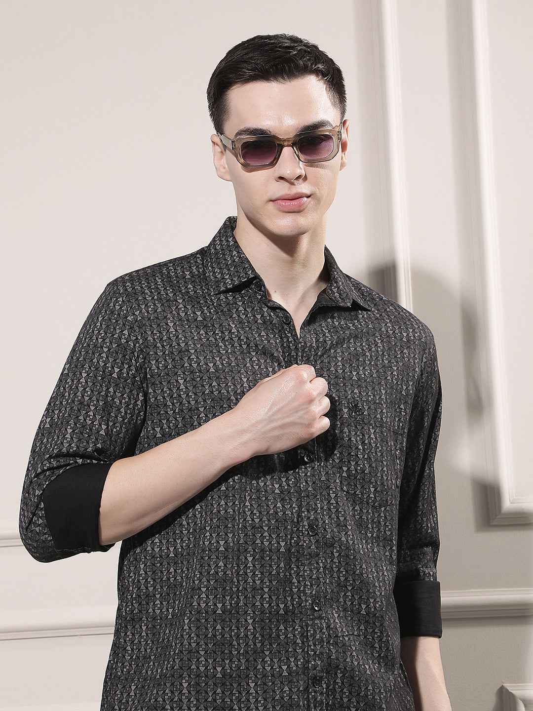 Noir Black Printed Shirt