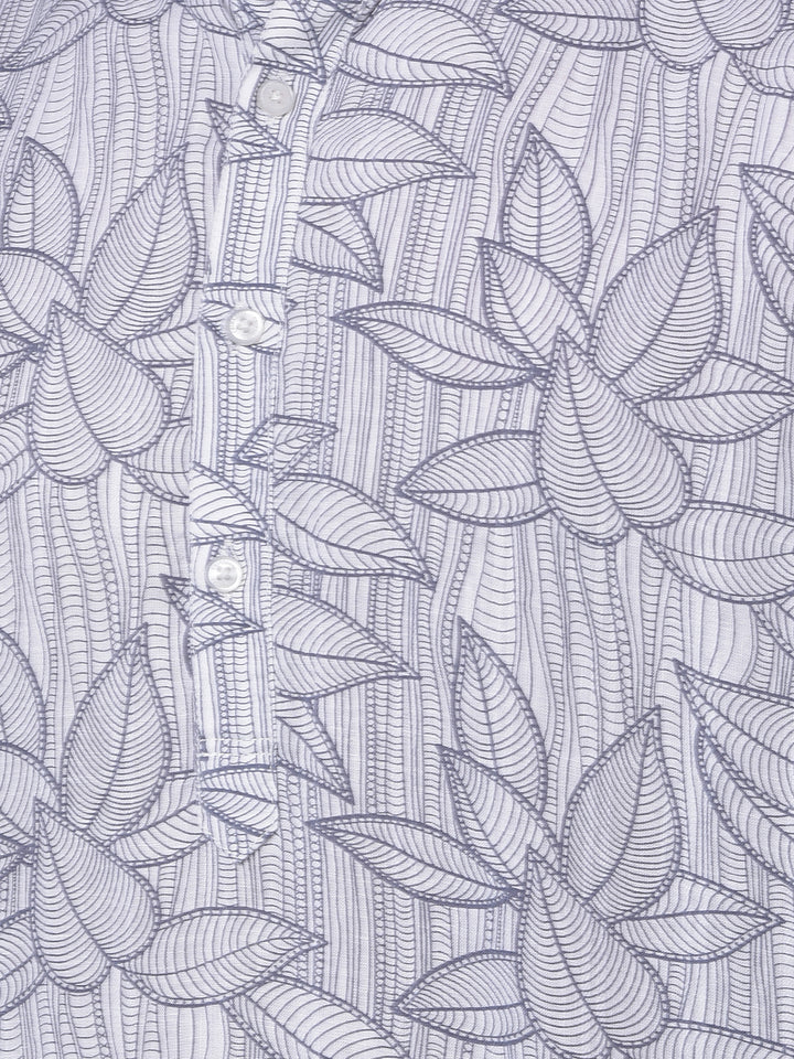 Grey Floral Print Kurta