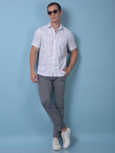 White Vertical Stripes 100% Cotton Shirt