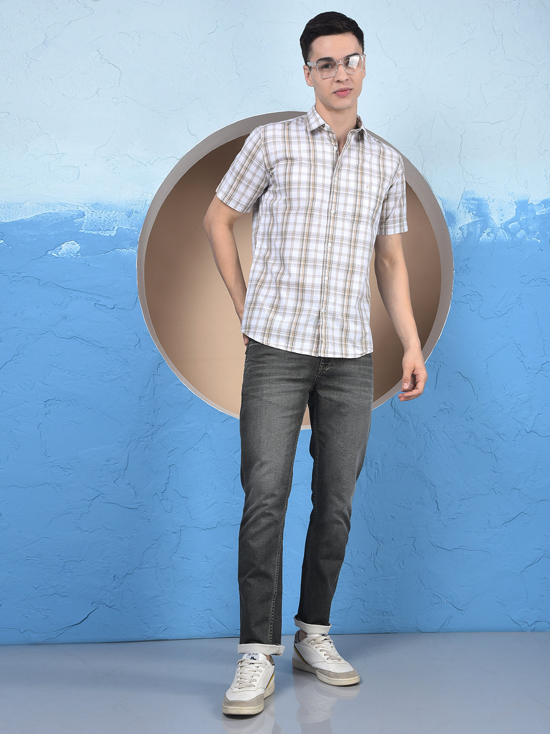 Yellow Checked 100% Cotton Shirt