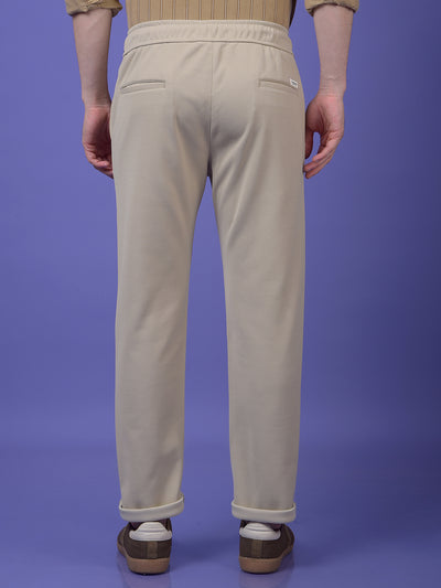 Light Beige Smooth Knit Trousers