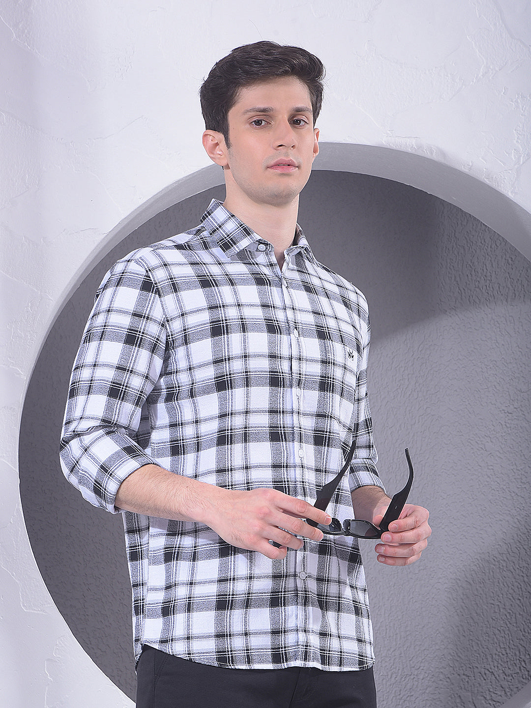 White Checked 100% Cotton Shirt