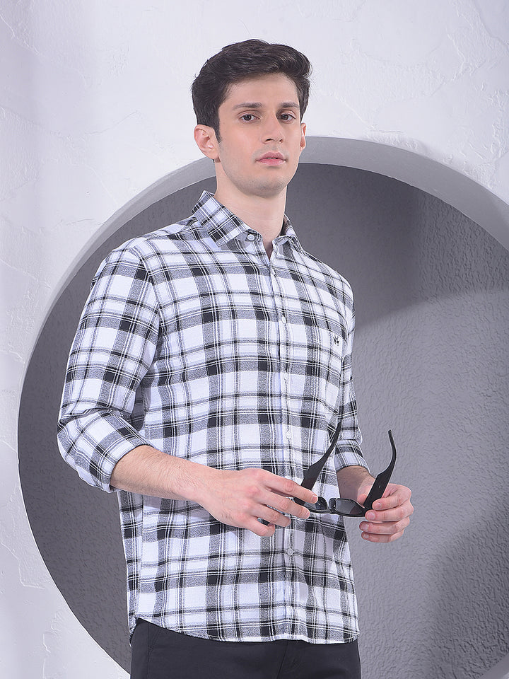 White Checked 100% Cotton Shirt