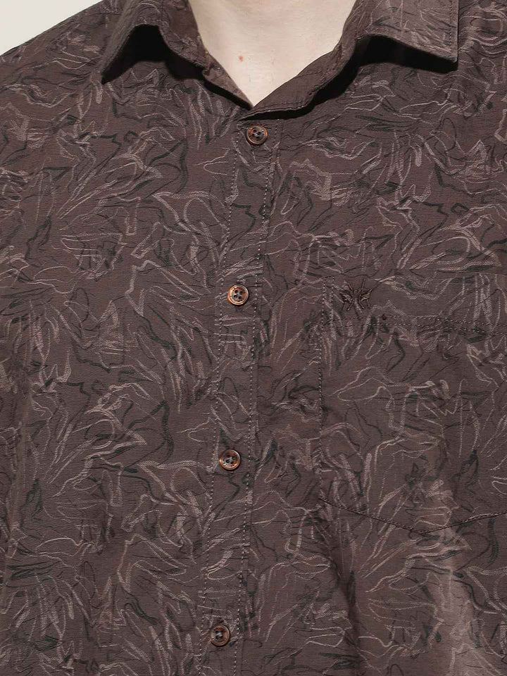 Brown Floral Print Shirt