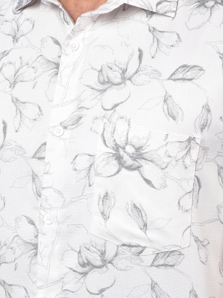 White Floral Print Shirt