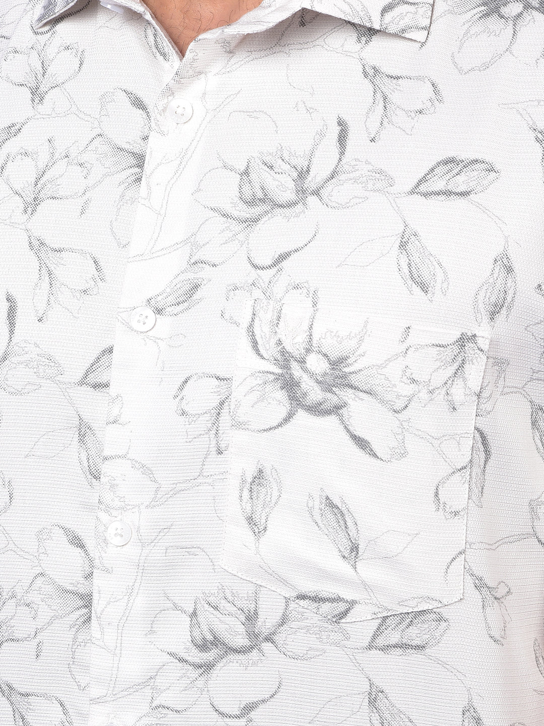White Floral Print Shirt