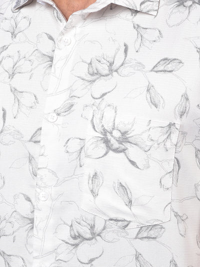 White Floral Print Shirt