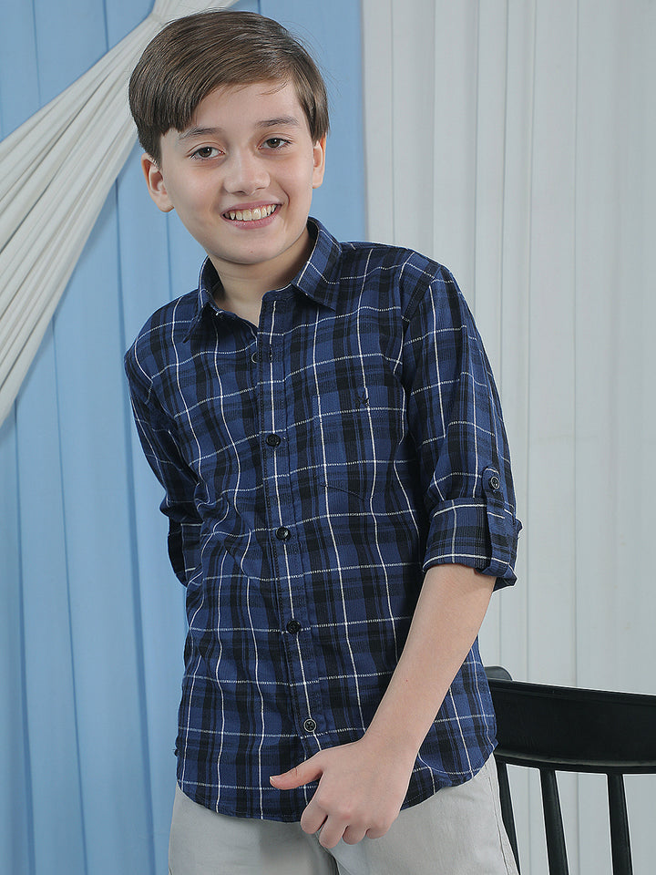 Blue Checked Corduroy Shirt