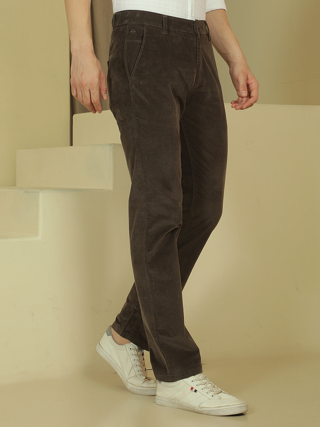 Olive Straight Corduroy Trousers