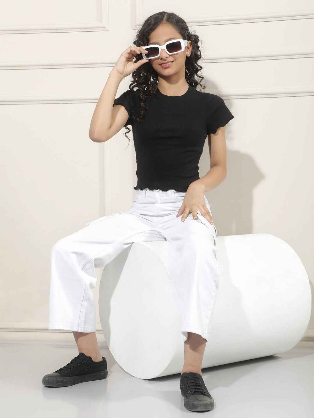 Black Modal Cropped T-Shirt