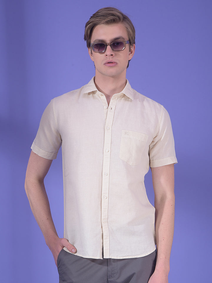 Ecru Glow Beige Linen Shirt