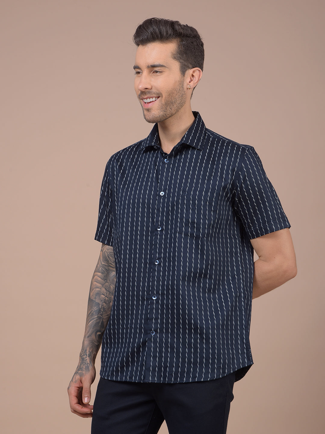 Navy Blue Printed Shirt