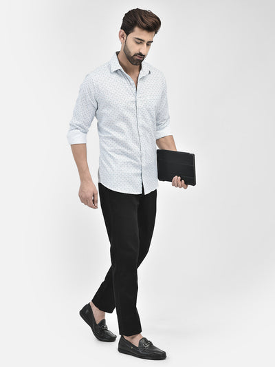 Blue Printed 100% Cotton Shirt