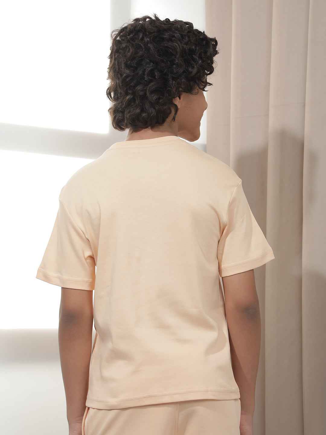 Peach Graphic Print 100% Cotton T-Shirt