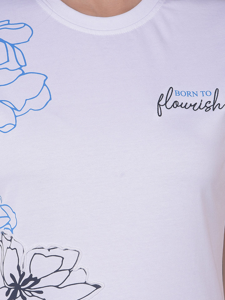 White Floral Print T-Shirt