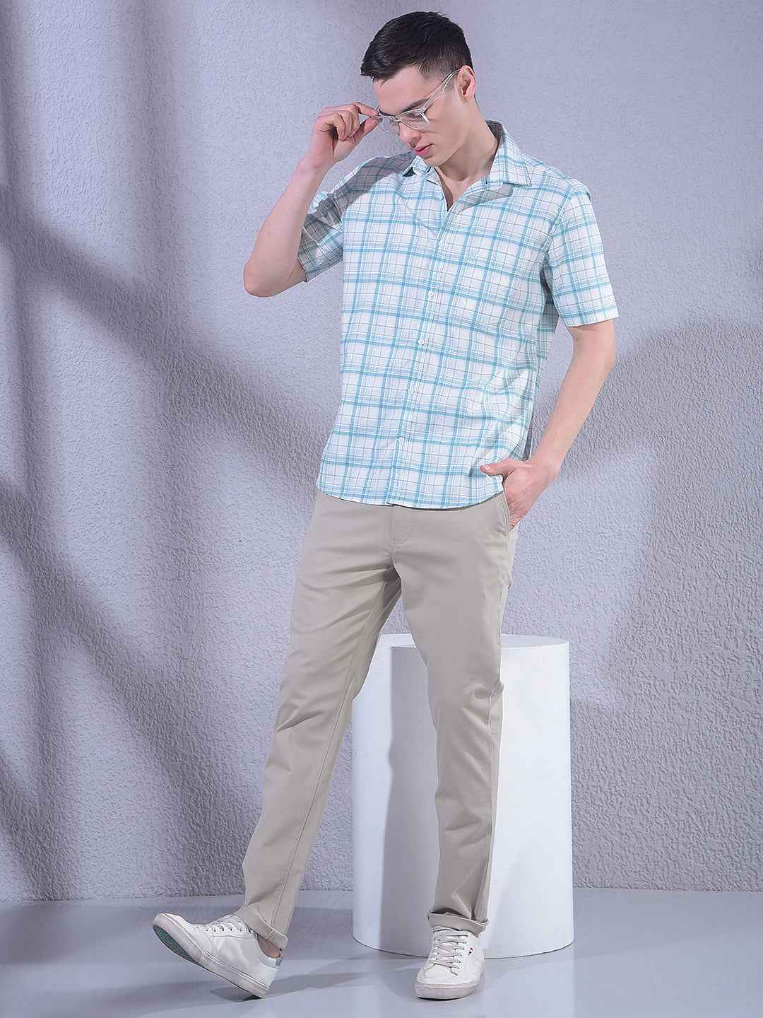 Green 100% Cotton Checked Shirt