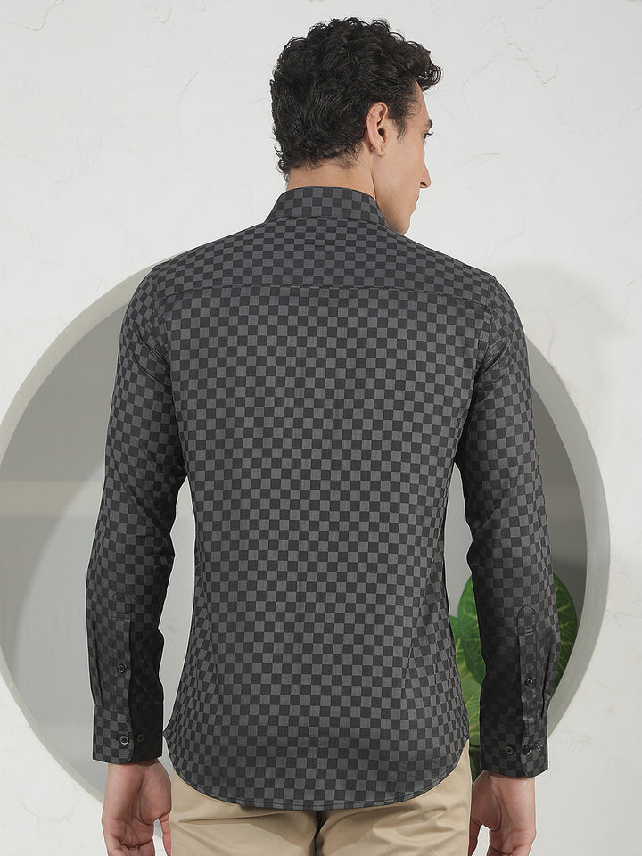 Black Geometric Print 100% Cotton Shirt
