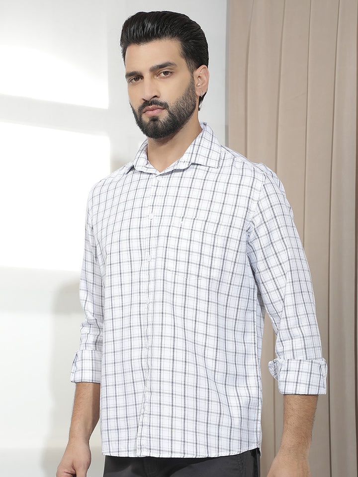 Chic Arctic White Checked Shirt